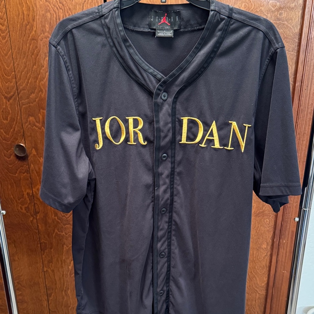 Jordan Men's Black Shirt with Gold Accents